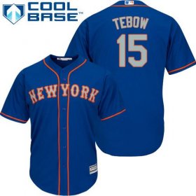 Wholesale Cheap Mets #15 Tim Tebow Blue(Grey NO.) Alternate Women\'s Stitched MLB Jersey