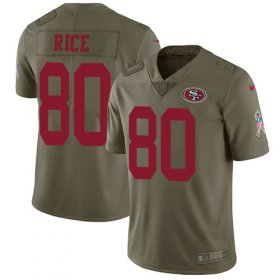 Wholesale Cheap Nike 49ers #80 Jerry Rice Olive Men\'s Stitched NFL Limited 2017 Salute to Service Jersey