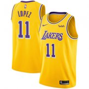 Wholesale Cheap Nike Los Angeles Lakers #11 Brook Lopez Gold NBA Swingman Icon Edition Jersey