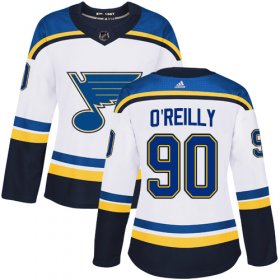 Wholesale Cheap Adidas Blues #90 Ryan O\'Reilly White Road Authentic Women\'s Stitched NHL Jersey