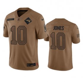 Wholesale Cheap Men\'s New England Patriots #10 Mac Jones 2023 Brown Salute To Service Limited Football Stitched Jersey
