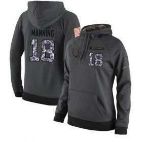 Wholesale Cheap NFL Women\'s Nike Indianapolis Colts #18 Peyton Manning Stitched Black Anthracite Salute to Service Player Performance Hoodie