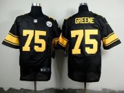 Wholesale Cheap Nike Steelers #75 Joe Greene Black(Gold No.) Men's Stitched NFL Elite Jersey