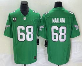 Wholesale Cheap Men\'s Philadelphia Eagles #68 Jordan Mailata Green C Patch 2023 FUSE Vapor Limited Throwback Stitched Jersey