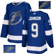 Wholesale Cheap Adidas Lightning #9 Tyler Johnson Blue Home Authentic Fashion Gold Stitched NHL Jersey