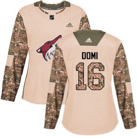 Wholesale Cheap Adidas Coyotes #16 Max Domi Camo Authentic 2017 Veterans Day Women\'s Stitched NHL Jersey