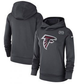 Wholesale Cheap NFL Women\'s Atlanta Falcons Nike Anthracite Crucial Catch Performance Pullover Hoodie