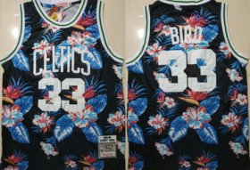 Wholesale Cheap Celtics Bape 33 Larry Bird Black 1985-86 Hardwood Classics Floral Fashion Swingman Jersey