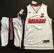 Wholesale Cheap Heat #3 Dwyane Wade White Throwback A Set Stitched NBA Jersey