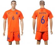 Wholesale Cheap Holland #6 Bazoer Home Soccer Country Jersey
