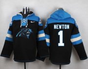 Wholesale Cheap Nike Panthers #1 Cam Newton Black Player Pullover NFL Hoodie