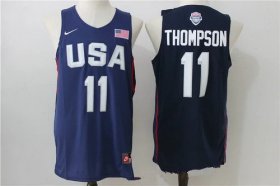 Wholesale Cheap 2016 Olympics Team USA Men\'s #11 Klay Thompson Navy Blue Revolution 30 Swingman Basketball Jersey