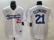 Cheap Men's Santurce Crabbers #21 Roberto Clemente White Cool Base Stitched Baseball Jersey