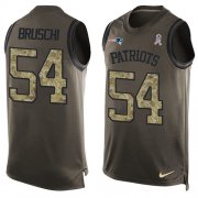 Wholesale Cheap Nike Patriots #54 Tedy Bruschi Green Men's Stitched NFL Limited Salute To Service Tank Top Jersey