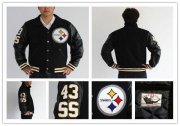 Wholesale Cheap Mitchell And Ness NFL Pittsburgh Steelers #43 Troy Polamalu Authentic Wool Jacket
