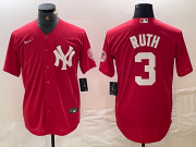 Cheap Men's New York Yankees #3 Babe Ruth Red Fashion Cool Base Jersey