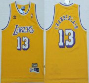 Wholesale Cheap Los Angeles Lakers #13 Wilt Chamberlain 1996-97 Yellow Hardwood Classics Soul Swingman Throwback Jersey