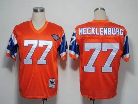 Wholesale Cheap Mitchel and Ness Broncos #77 Karl Mecklenburg Orange With 75 Anniversary Patch Stitched Throwback NFL Jersey