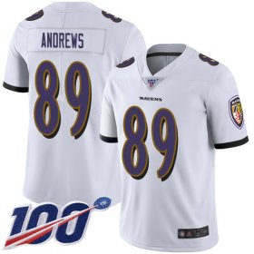 Wholesale Cheap Nike Ravens #89 Mark Andrews White Men\'s Stitched NFL 100th Season Vapor Limited Jersey