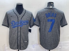 Wholesale Cheap Men\'s Los Angeles Dodgers #7 Julio Urias Grey Gridiron Cool Base Stitched Baseball Jersey