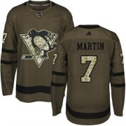 Wholesale Cheap Adidas Penguins #7 Paul Martin Green Salute to Service Stitched NHL Jersey