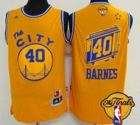 Wholesale Cheap Men\'s Golden State Warriors #40 Harrison Barnes Retro Yellow 2016 The NBA Finals Patch Jersey