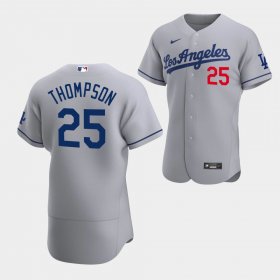 Cheap Men\'s Los Angeles Dodgers #25 Trayce Thompson Gray Flex Base Stitched Jersey