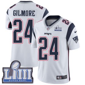 Wholesale Cheap Nike Patriots #24 Stephon Gilmore White Super Bowl LIII Bound Men\'s Stitched NFL Vapor Untouchable Limited Jersey