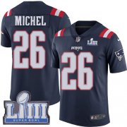 Wholesale Cheap Nike Patriots #26 Sony Michel Navy Blue Super Bowl LIII Bound Men's Stitched NFL Limited Rush Jersey