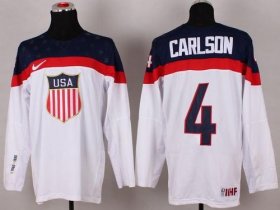 Wholesale Cheap 2014 Olympic Team USA #4 John Carlson White Stitched NHL Jersey