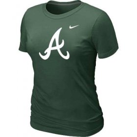 Wholesale Cheap Women\'s Atlanta Braves Heathered Nike Dark Green Blended T-Shirt