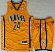 Wholesale Cheap Indiana Pacers 24 Paul George Yellow Revolution 30 Swingman NBA Jerseys Shorts Suits