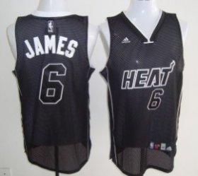 Wholesale Cheap Miami Heat #6 LeBron James All Black With White Swingman Jersey