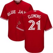 Wholesale Cheap Blue Jays #21 Roger Clemens Red Cool Base Canada Day Stitched Youth MLB Jersey