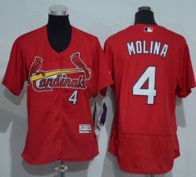 Wholesale Cheap Cardinals #4 Yadier Molina Red Flexbase Authentic Women\'s Stitched MLB Jersey