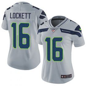 Wholesale Cheap Nike Seahawks #16 Tyler Lockett Grey Alternate Women\'s Stitched NFL Vapor Untouchable Limited Jersey