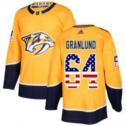 Wholesale Cheap Adidas Predators #64 Mikael Granlund Yellow Home Authentic USA Flag Stitched NHL Jersey