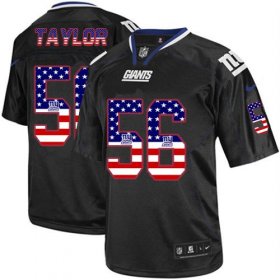 Wholesale Cheap Nike Giants #56 Lawrence Taylor Black Men\'s Stitched NFL Elite USA Flag Fashion Jersey