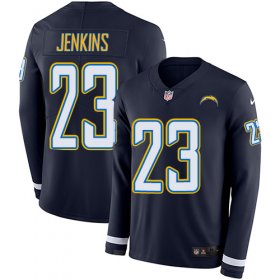 Wholesale Cheap Nike Chargers #23 Rayshawn Jenkins Navy Blue Team Color Men\'s Stitched NFL Limited Therma Long Sleeve Jersey