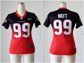 Wholesale Cheap Nike Texans #99 J.J. Watt Navy Blue/Red Women\'s Stitched NFL Elite Fadeaway Fashion Jersey