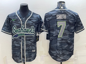 Wholesale Cheap Men\'s Seattle Seahawks #7 Geno Smith Grey Camo With Patch Cool Base Stitched Baseball Jersey