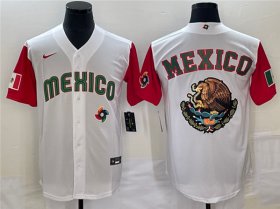 Wholesale Cheap Men\'s Mexico Baseball 2023 White Team Big Logo World Baseball Classic Stitched Jersey