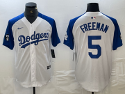 Cheap Men's Los Angeles Dodgers #5 Freddie Freeman White Blue Fashion Stitched Cool Base Limited Jerseys