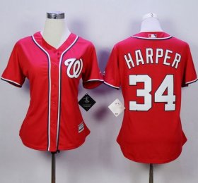 Wholesale Cheap Nationals #34 Bryce Harper Red Alternate 1 Women\'s Stitched MLB Jersey