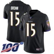 Wholesale Cheap Nike Ravens #15 Marquise Brown Black Alternate Men's Stitched NFL 100th Season Vapor Limited Jersey
