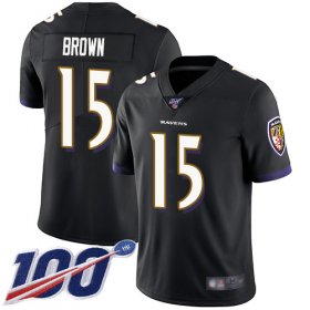 Wholesale Cheap Nike Ravens #15 Marquise Brown Black Alternate Men\'s Stitched NFL 100th Season Vapor Limited Jersey
