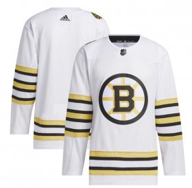 Cheap Men\'s Boston Bruins Blank White 100th Anniversary Primegreen Stitched Jersey