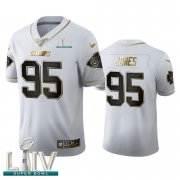Wholesale Cheap Kansas City Chiefs #95 Chris Jones Men's Nike White Golden Super Bowl LIV 2020 Edition Vapor Limited NFL 100 Jersey