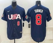 Cheap Men's USA Baseball #8 Trea Turner Number 2023 Navy World Baseball Classic Stitched Jerseys