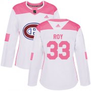 Wholesale Cheap Adidas Canadiens #33 Patrick Roy White/Pink Authentic Fashion Women's Stitched NHL Jersey